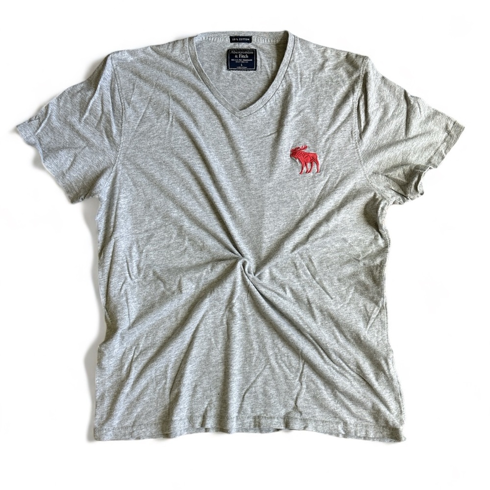Abercrombie & Fitch Moose Big Icon Logo Mens Soft T-Shirt Size Large Gray